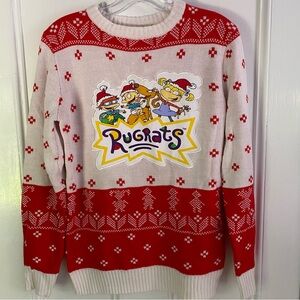 Nickelodeon Rug Rats Christmas Sweater Womens S Knit Red White holiday cartoon